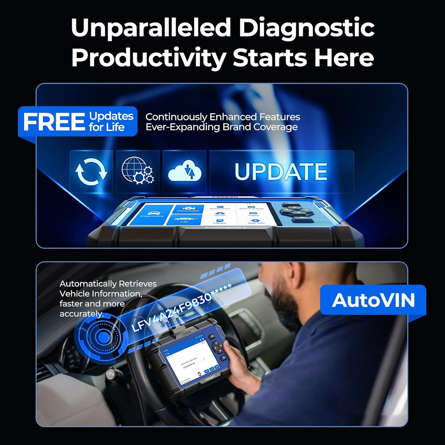 TOPDON ArtiDiag600S OBD2 Scanner – 4 Systems, 9 Resets, Lifetime Free Updates