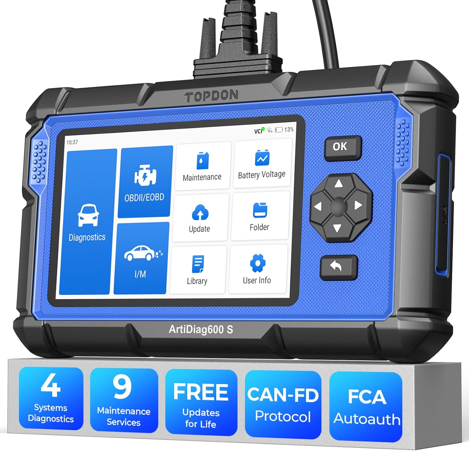 TOPDON ArtiDiag600S OBD2 Scanner – 4 Systems, 9 Resets, Lifetime Free Updates